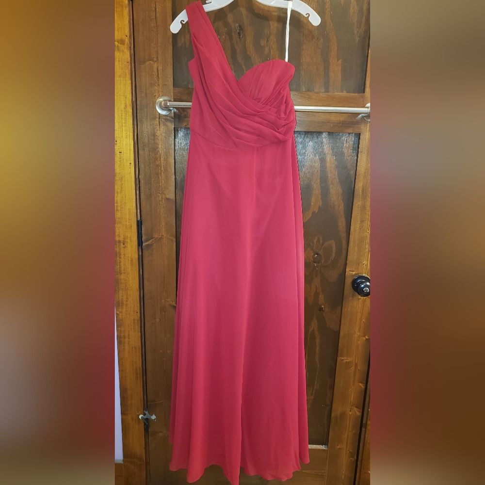 Long Apple one shoulder dress size 12, NWT, chiffon wrap also NWT